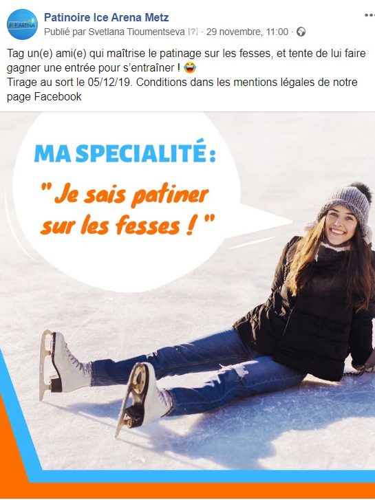 Exemple publication Facebook - Patinoire Ice Arena Metz