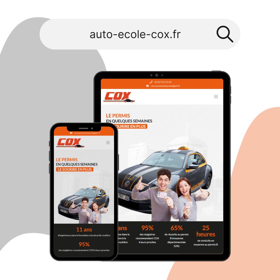 image de création du site internet à Sarrebourg pour l'auto école Cox