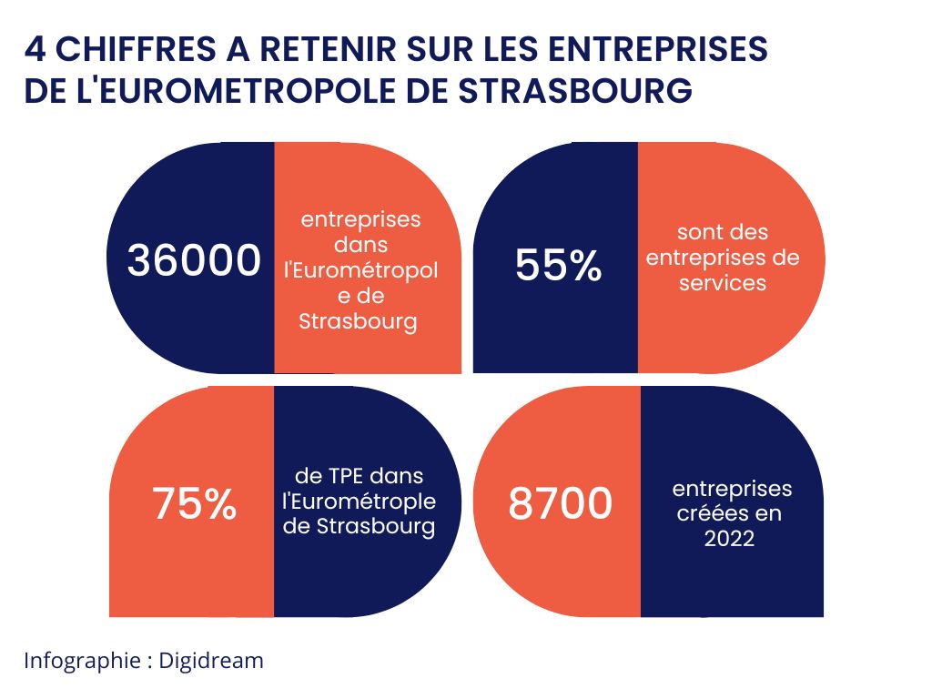 Infographie des 4 chiffres importants sur les entreprises à Strasbourg - Digidream
